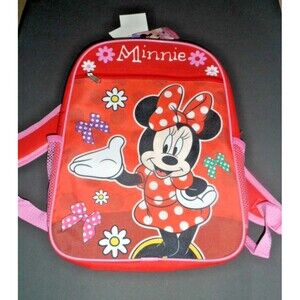 Disney Minnie Mouse Backpack NWT Red Pink Child Size 12"